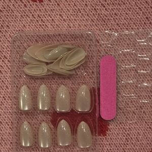 Shimmery Nude Press-On Nails with File